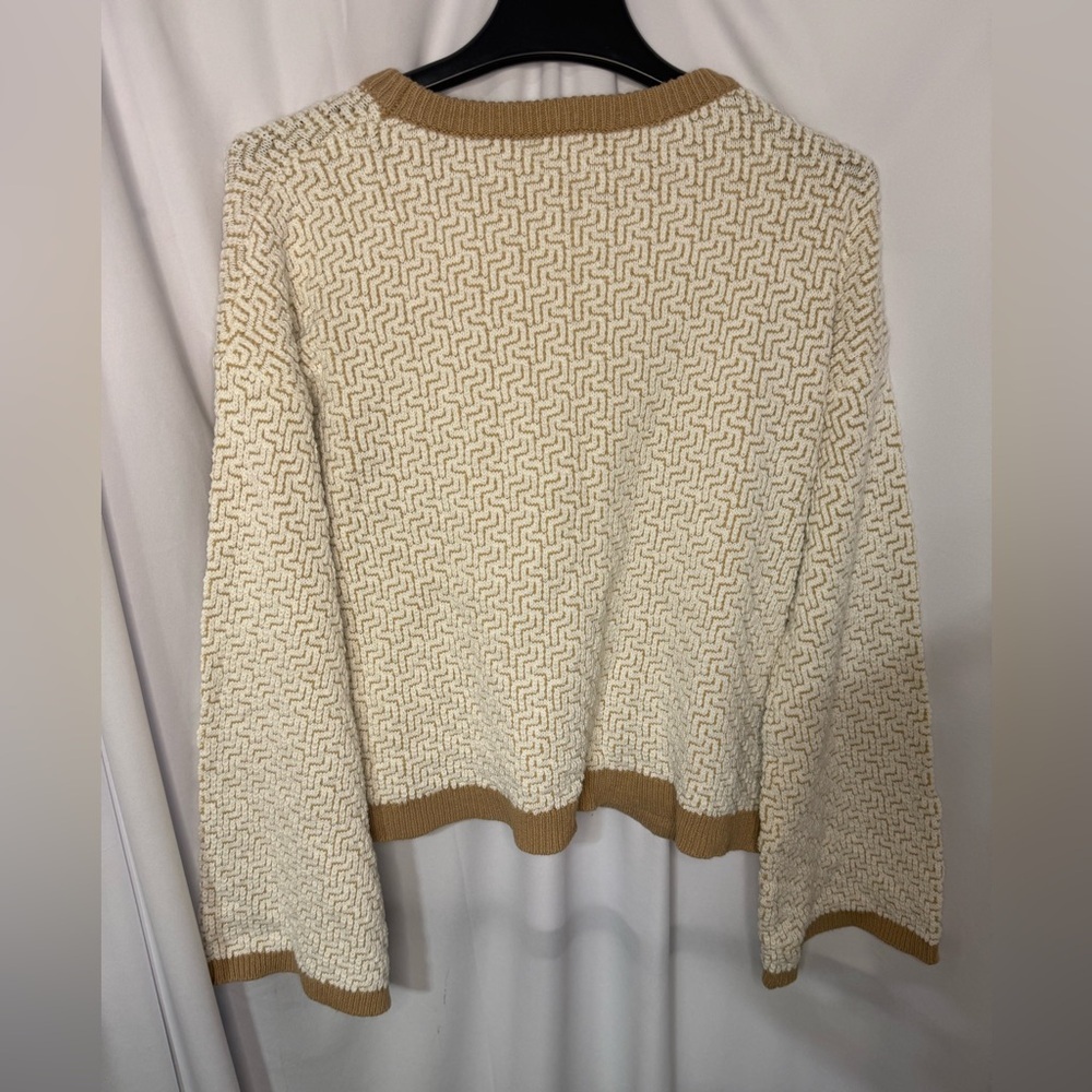 Hem & Thread Cream Knit Sweater with Tan Ribbing - Picture 3 of 4